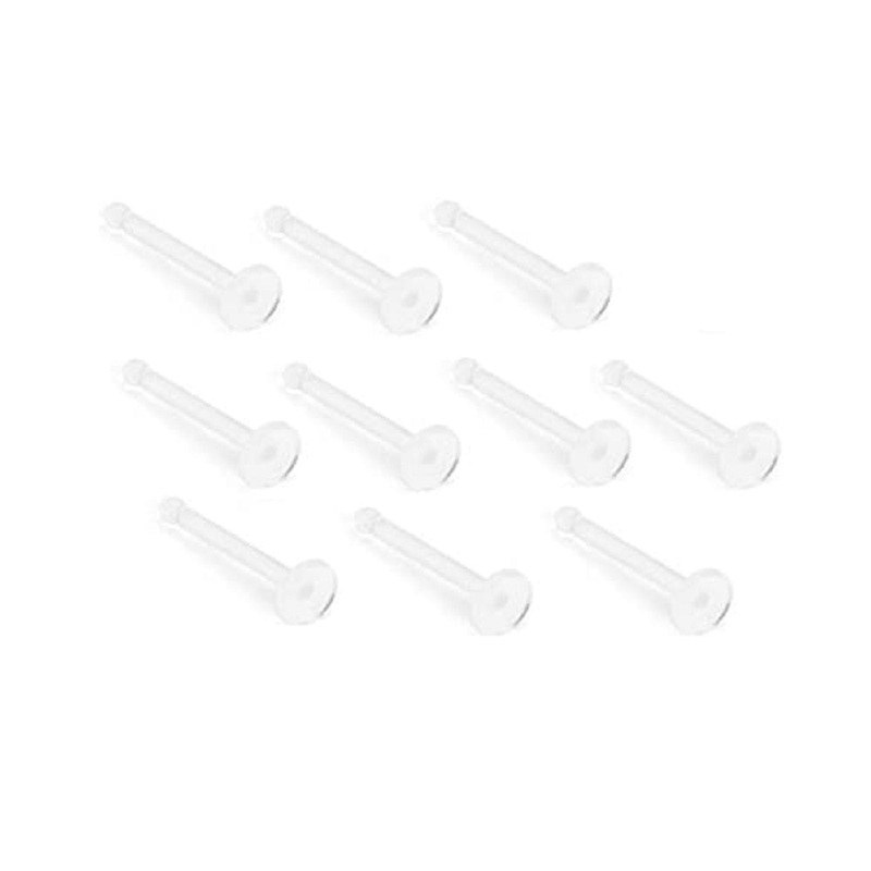 Set of 10 Bioflex 2mm Top Metal and Allergy Free Nose Stud Retainers Clear 0.8mm (20GA)