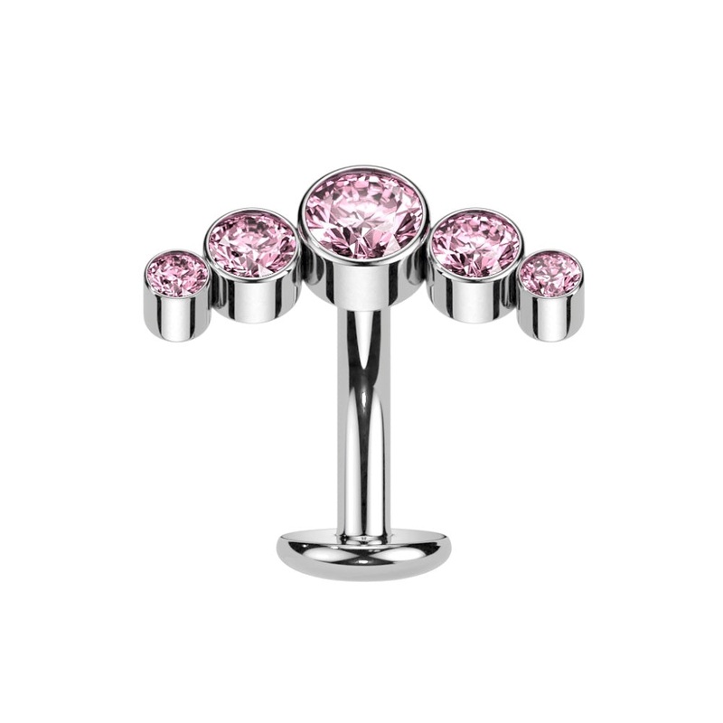Threadless Convex Base CZ Crystal Curve Top Floating Belly Button Ring – F136 Implant Grade Titanium Aurora Borealis