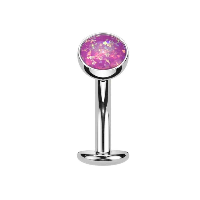 Threadless Convex Base Synthetic Opal Floating Belly Button Ring – F136 Implant Grade Titanium Blue