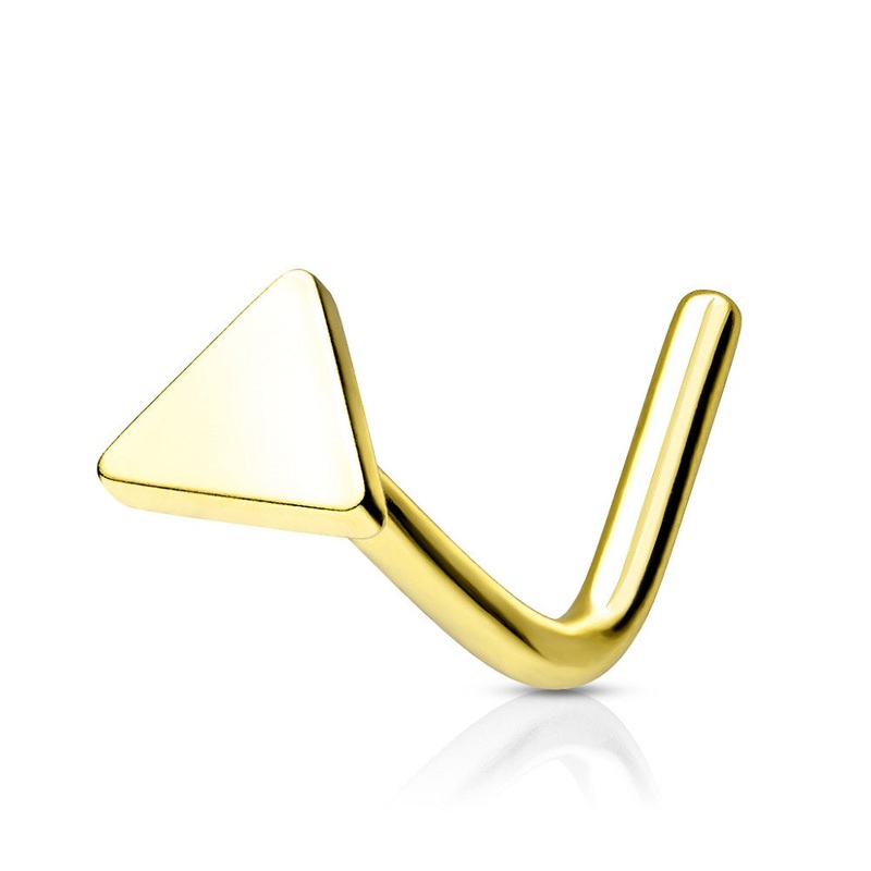 Triangle Flat Top L-Bend Nose Stud – Stainless Steel Gold