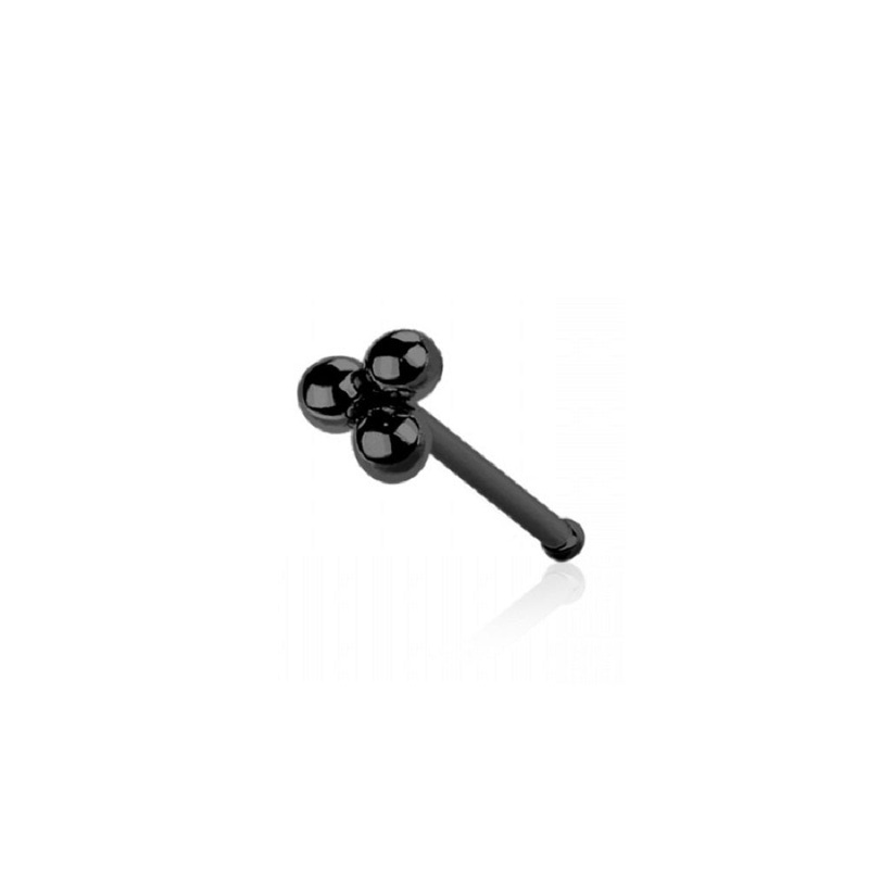 Triple Ball Cluster Nose Bone Stud – 316L Stainless Steel Black