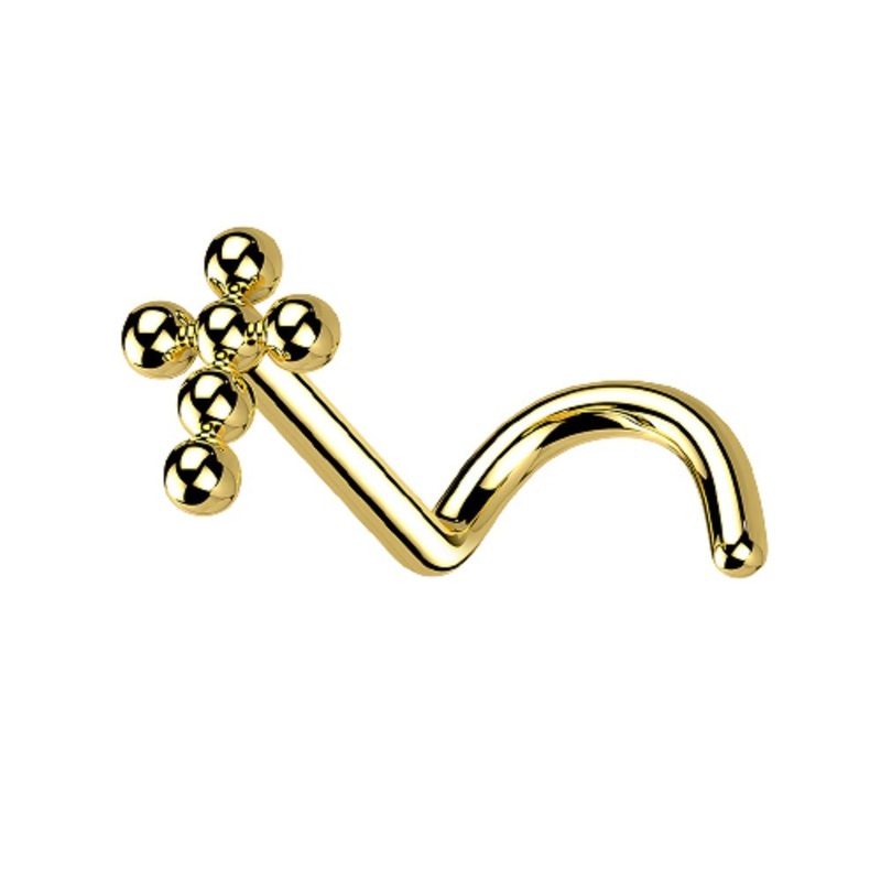 Beaded Cross Nose Screw – G23 Implant Grade Titanium Gold