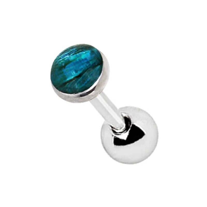 Abalone Shell Teardrop Cartilage Helix Tragus Stud Earring – Stainless Steel Blue