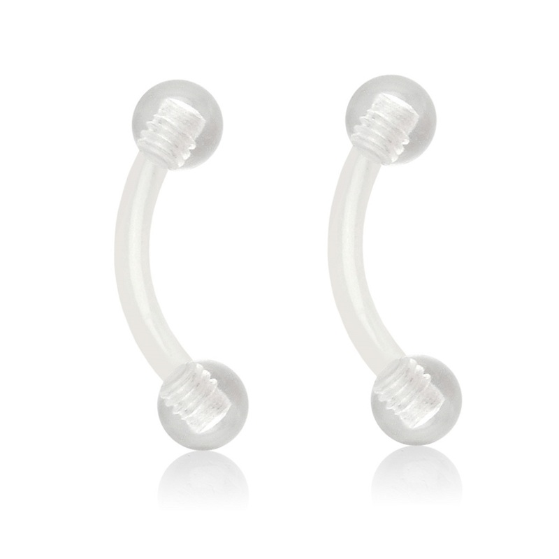 Clear Bioflex Curved Eyebrow Retainer Ring Piercing – Pair