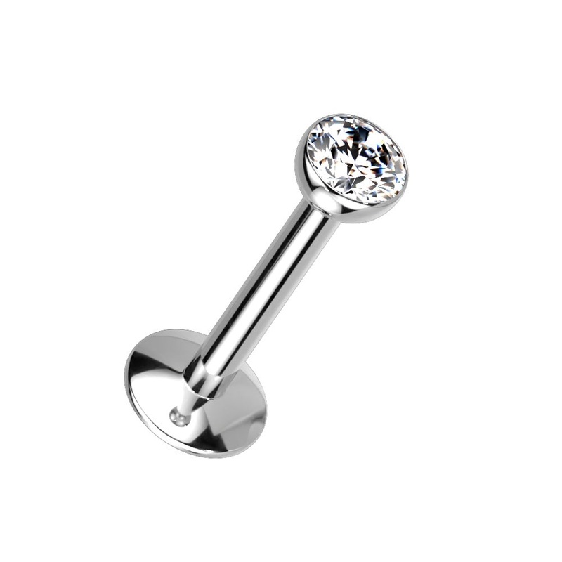 CZ Crystal Internally Threaded with Extended Threading Convex Base Stud – G23 Implant Grade Titanium
