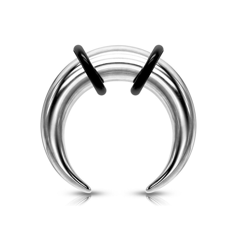 Large Gauge Septum Pincher Ring with 2 Black O-Rings – Stainless Steel Gold 4mm (6GA)