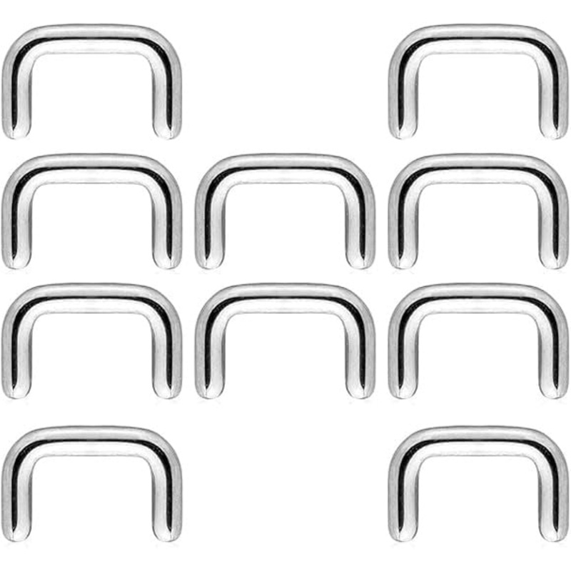 Set of 10 Septum Ring Retainers – 316L Stainless Steel 1.2mm (16GA)