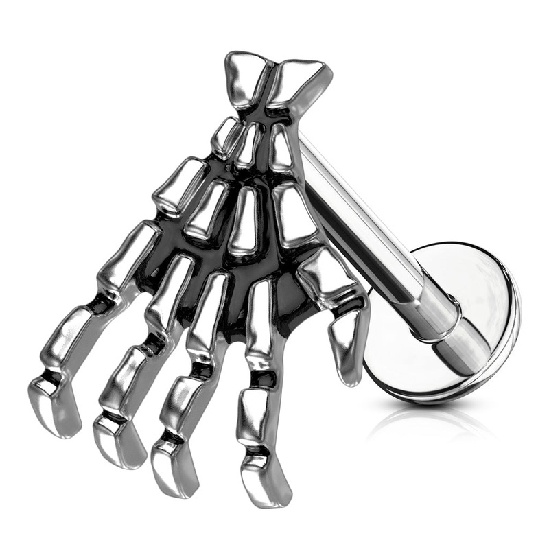 Skeleton Hand Stud – 316L Stainless Steel 6mm (2GA)