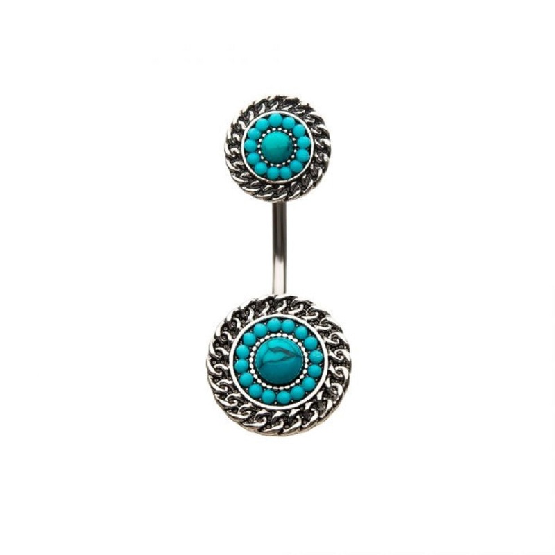 Tribal Chain Swirl Bead Centered Belly Button Ring – Stainless Steel