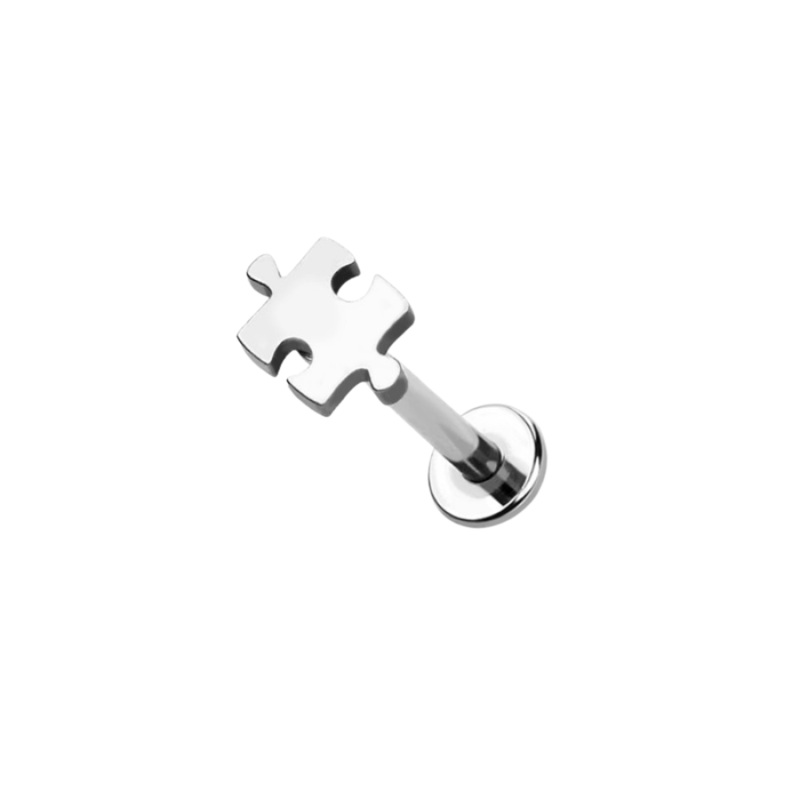 Internally Threaded Puzzle Piece Top Flat Back Stud – 316L Stainless Steel Black