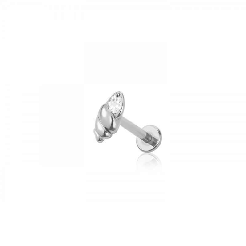 Threadless Push-In CZ Crystal Shell Flat Back Stud – 316L Stainless Steel Gold