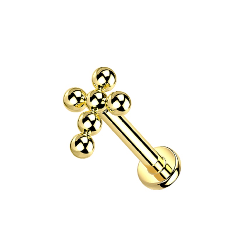 Ball Clustered Cross Internally Threaded Stud – G23 Implant Grade Titanium Gold
