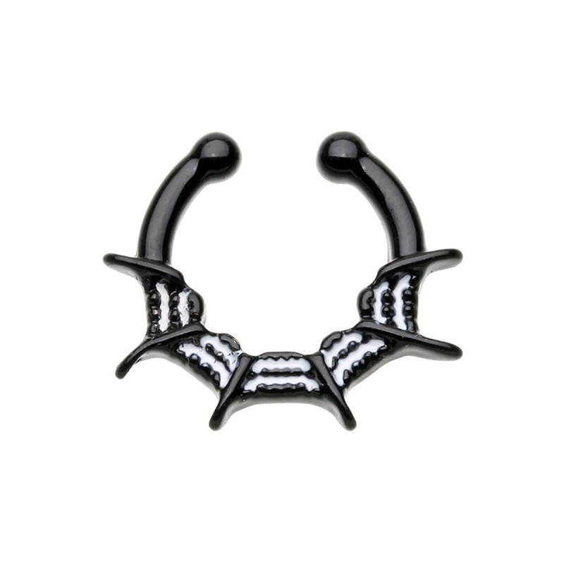 Black Spiderweb Clip On Non-Piercing Septum Ring – Stainless Steel