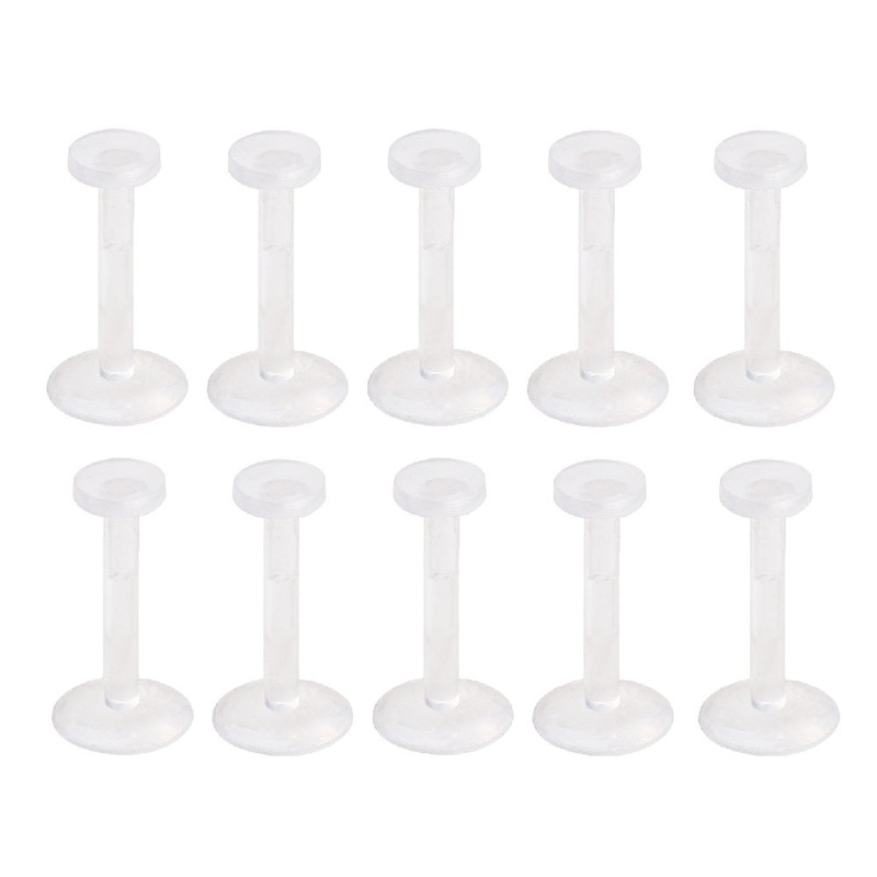 Pack of 10 Clear Bioflex Removable Push Top Piercing Retainers 1.2mm (16GA) 8mm (5/16″)