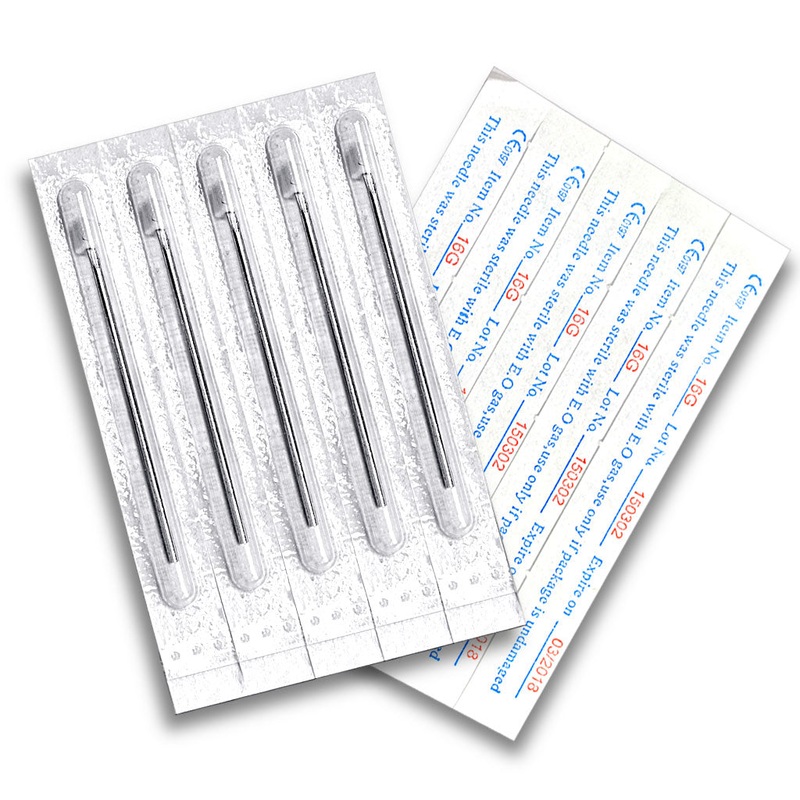 Set of 10 EO Gas Sterilized Disposable Piercing Needles – 316L Surgical Steel 1mm (18GA)