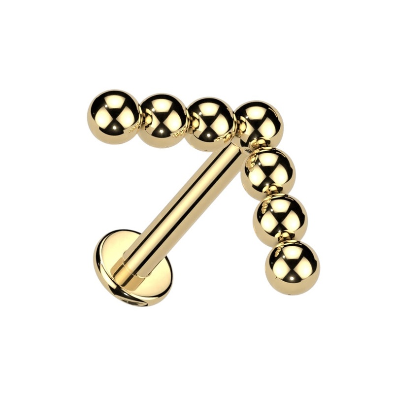 Chevron Beaded Ball Top Internally Threaded Stud – F136 Implant Grade Titanium Gold
