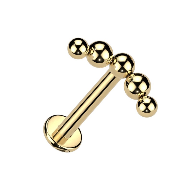 Curved Beaded Ball Top Internally Threaded Stud – F136 Implant Grade Titanium Gold