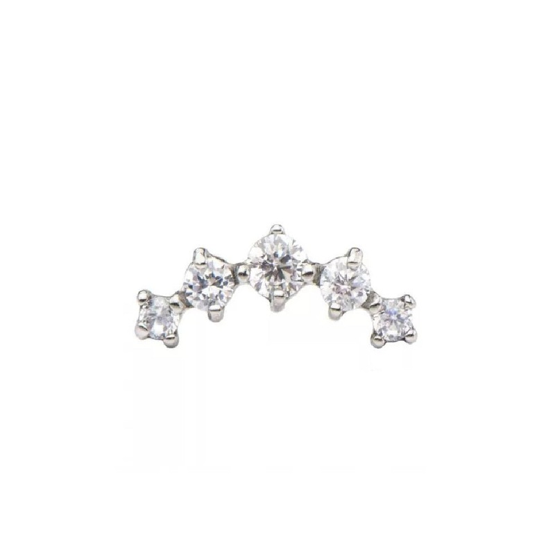 Curved Prong-Set CZ Crystal Cartilage Stud Earring – Stainless Steel
