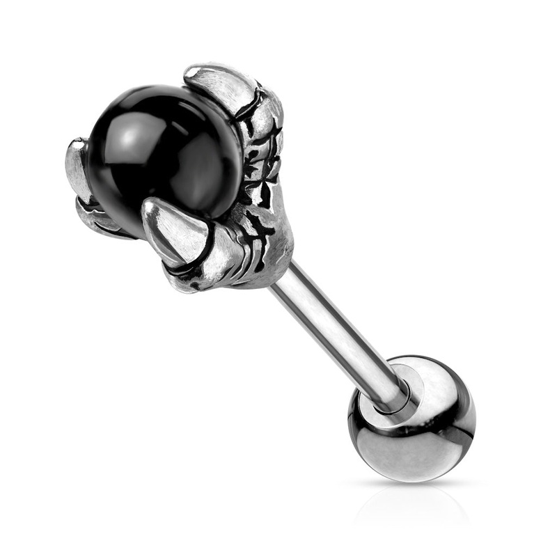 Dragon Claw and Black Orb Barbell Stud – Stainless Steel
