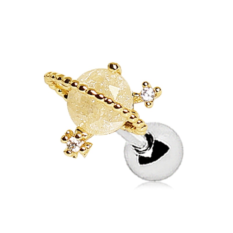 Gold Plated Golden Glitter CZ Crystal Galaxy Stud Earring – 316L Stainless Steel