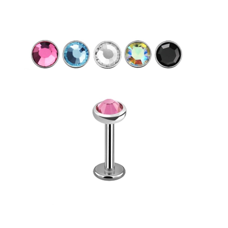 Internally Threaded 3mm Crystal Top Flat Back Stud – G23 Titanium Aurora Borealis