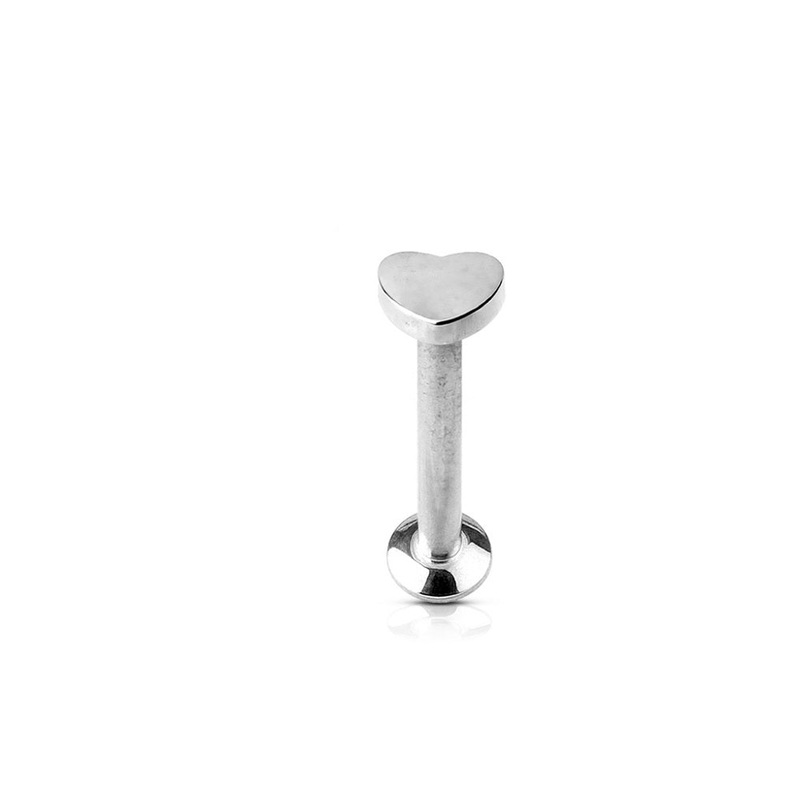 Internally Threaded Heart Top Lip Cartilage Tragus Stud – Stainless Steel Gold