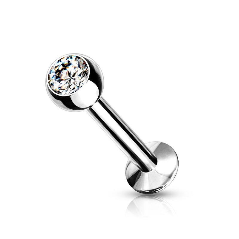 Internally Threaded Press Fit Crystal Labret Monroe Cartilage Stud – 316L Surgical Steel 6mm (1/4″)