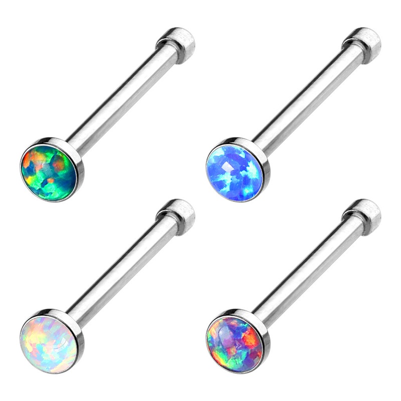 Set of 4 Opal Flat Top Nose Studs – Surgical Steel