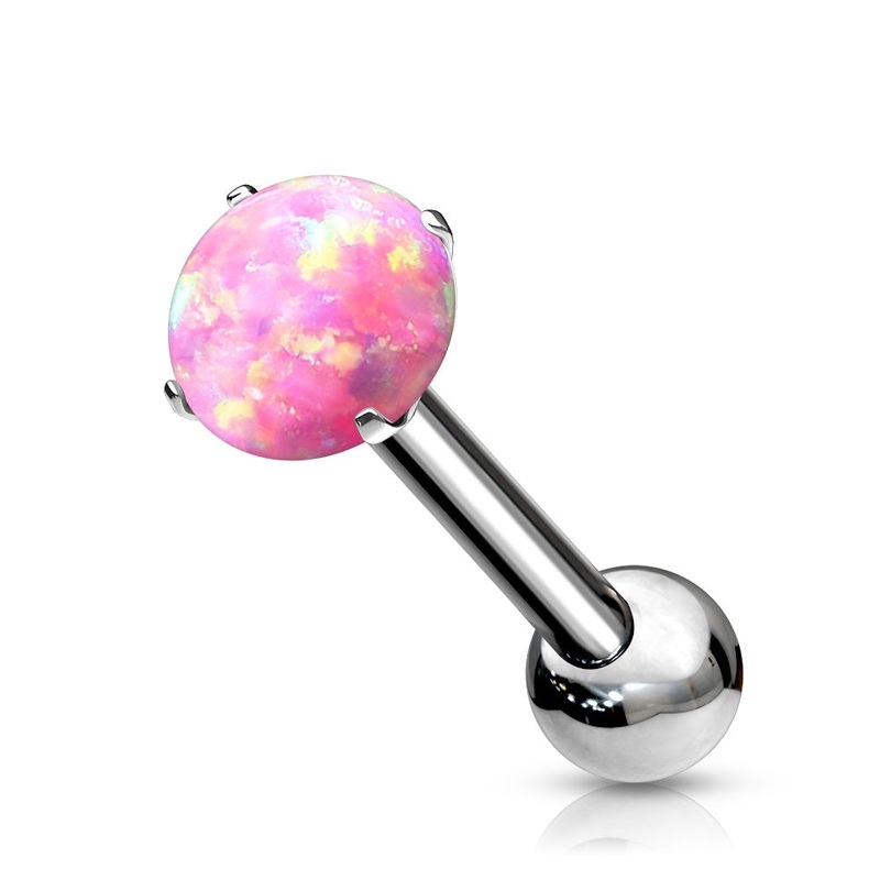 Claw Set Synthetic Opal Threadless Push-In Barbell – G23 Implant Grade Titanium Pink
