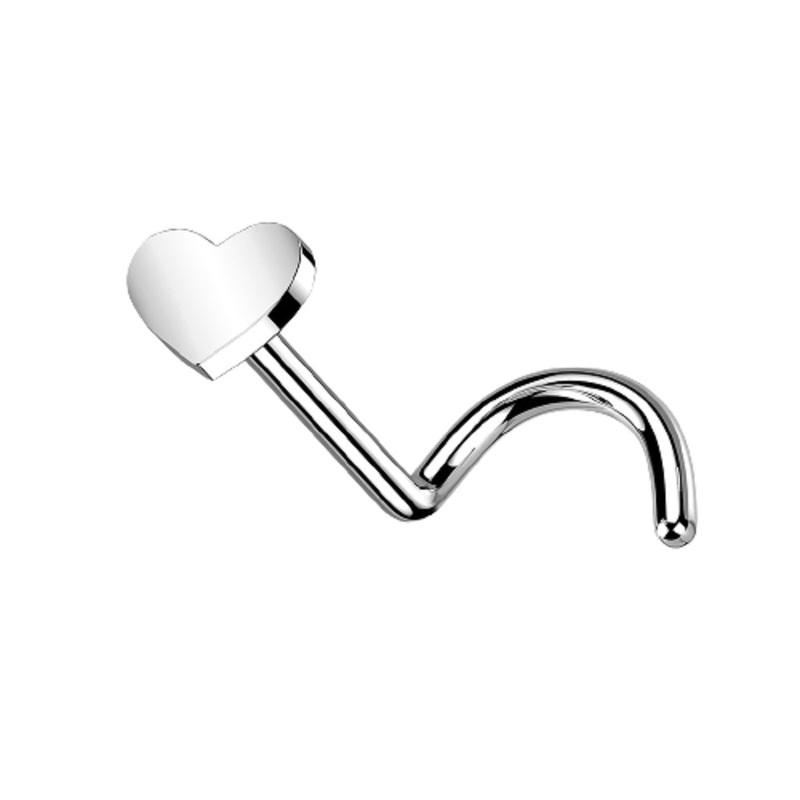 Heart Shape Top Threadless Push in Nose Screw – G23 Implant Grade Titanium 1mm (18GA)
