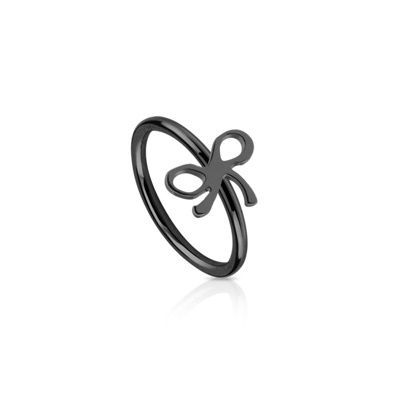 Ribbon Hoop Cartilage Helix Tragus Nose Ring – 316L Stainless Steel Black