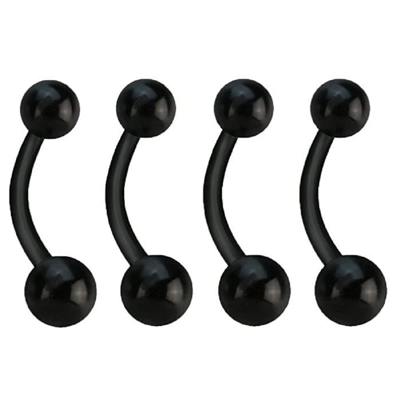 Set of Four Bioflex Flexible Belly Button Retainer Rings Black