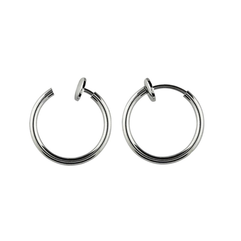 Spring Loaded Clip On Non-Piercing Cartilage Helix Lip Nose Ring – Pair 8mm (5/16″)