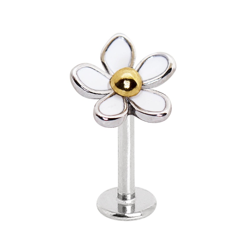 Sweet White Daisy Stud – Stainless Steel