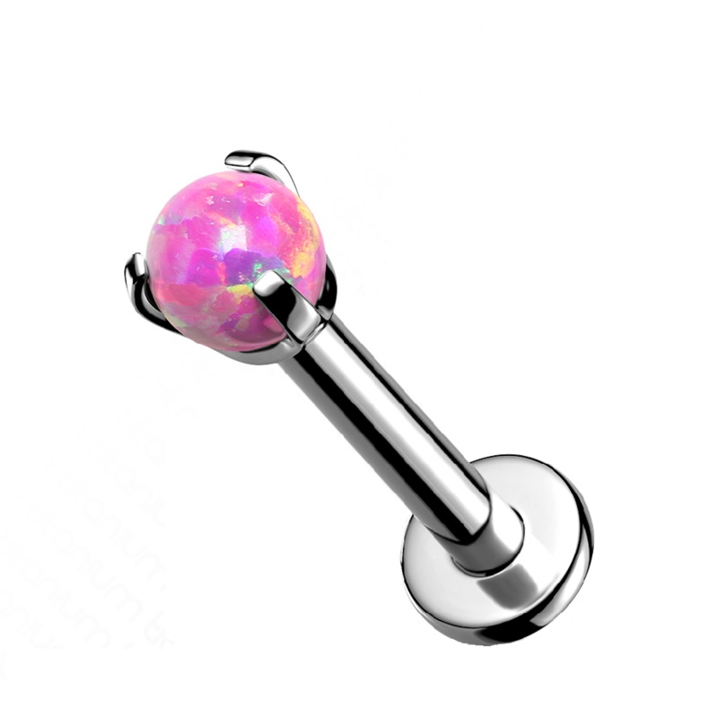 Synthetic Opal Internally Threaded Flat Back Stud – G23 Implant Grade Titanium Blue