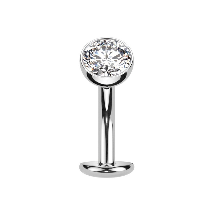 Threadless Convex Base CZ Crystal Floating Belly Button Ring – F136 Implant Grade Titanium Clear