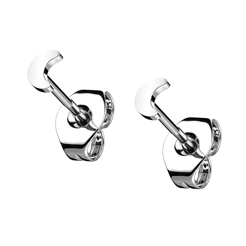 Threadless Crescent Moon Top Stud Earrings – G23 Implant Grade Titanium