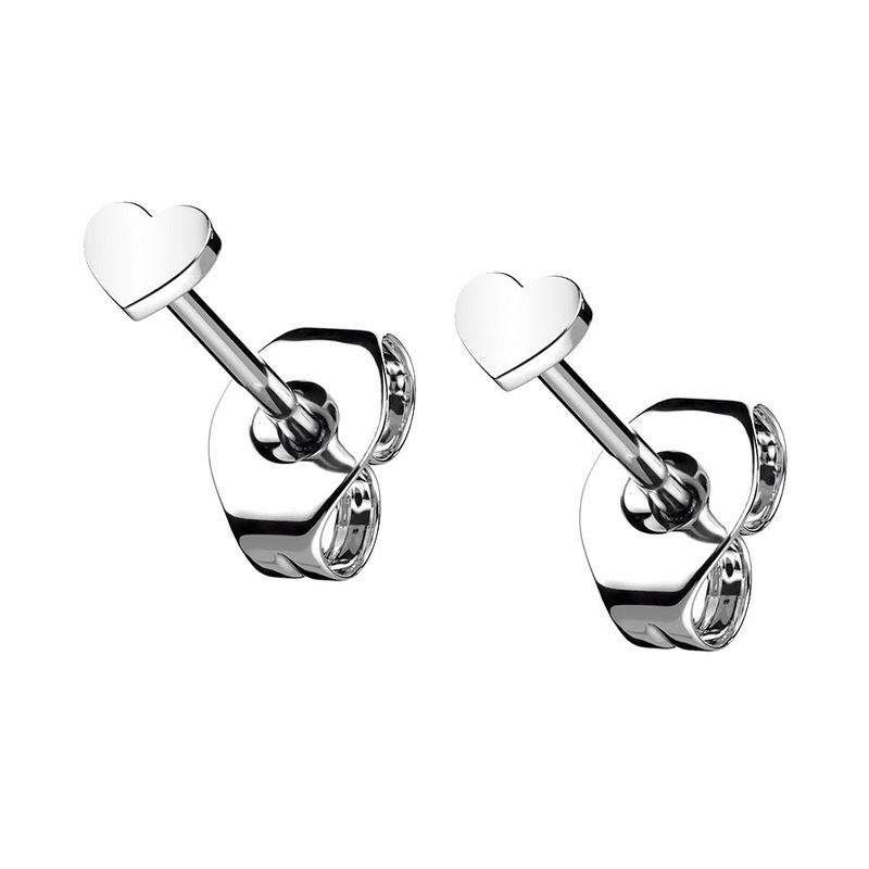Threadless Heart Shaped Top Stud Earrings – G23 Implant Grade Titanium
