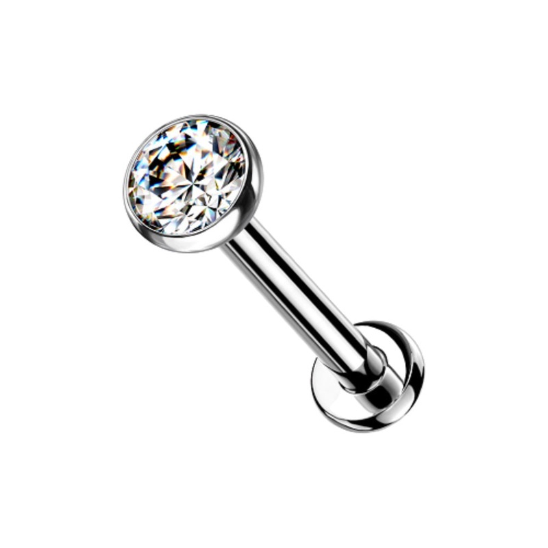 Threadless Push-in Crystal Flat Back Stud – Implant Grade Titanium Aurora Borealis 1mm (18GA) 2.5mm
