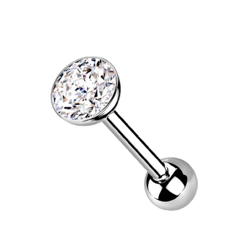 Threadless Push-in CZ Crystal Ball Top Barbell – G23 Implant Grade Titanium