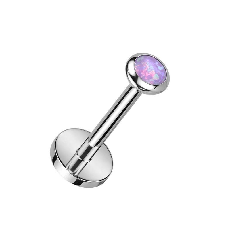 Threadless Push In Synthetic Opal Flat Back Stud – F136 Implant Grade Titanium Purple