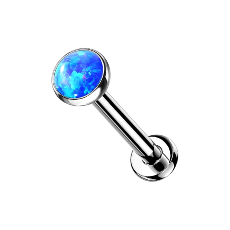 Threadless Push-in Synthetic Opal Flat Back Stud – G23 Implant Grade Titanium Blue 1.2mm (16GA) 3mm