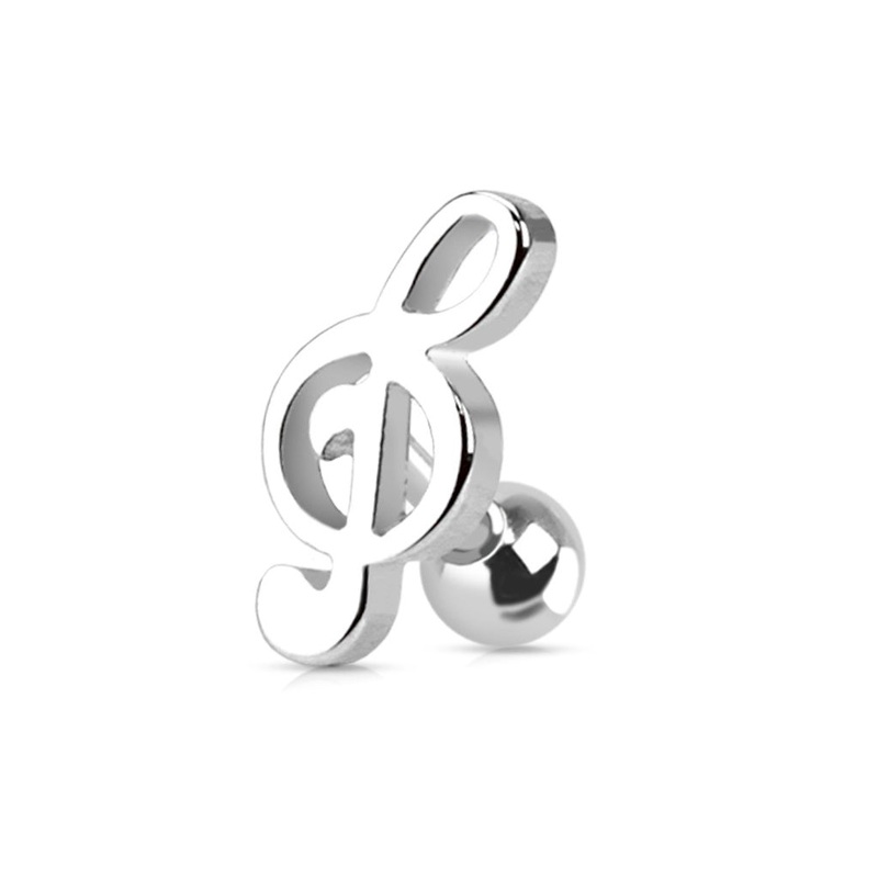 Treble Clef Music Note Tragus Cartilage Helix Stud Earring – Stainless Steel