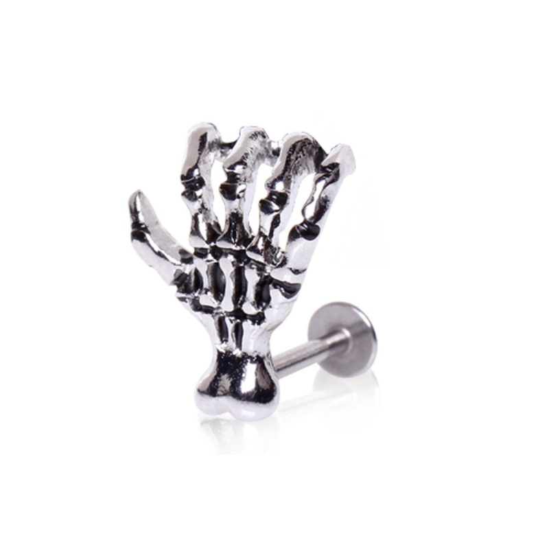 Zombie Skeleton Claw Flat Back Labret Stud – 316L Stainless Steel 6mm (1/4″)