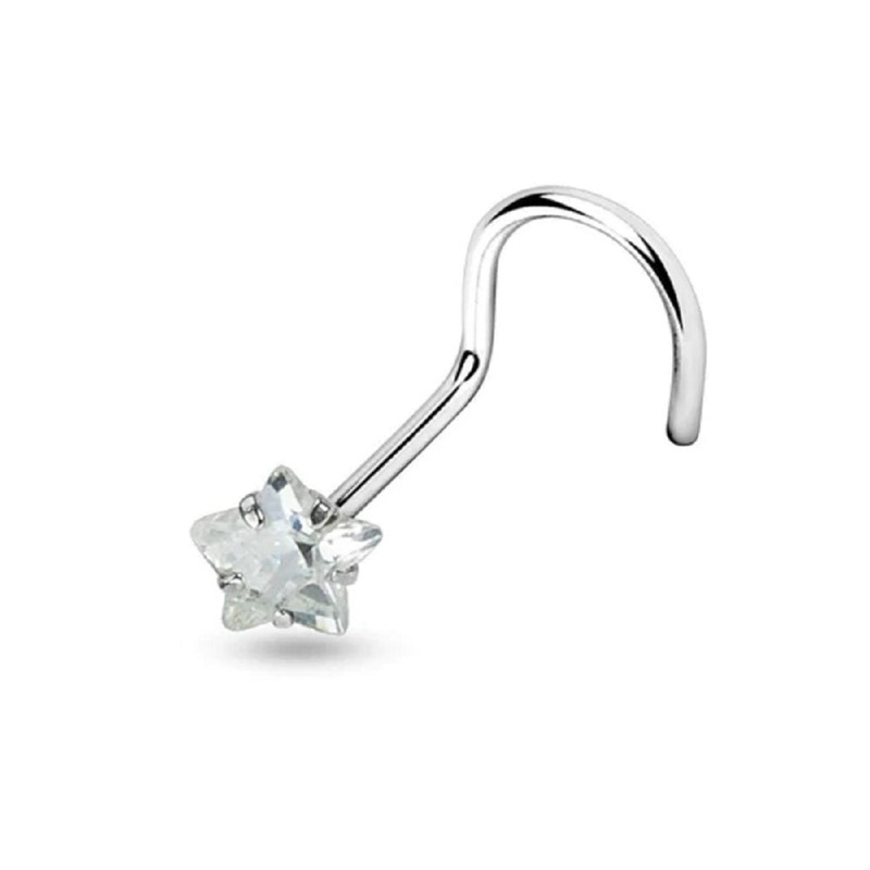 Prong Set CZ Crystal Star Nose Screw – G23 Implant Grade Titanium