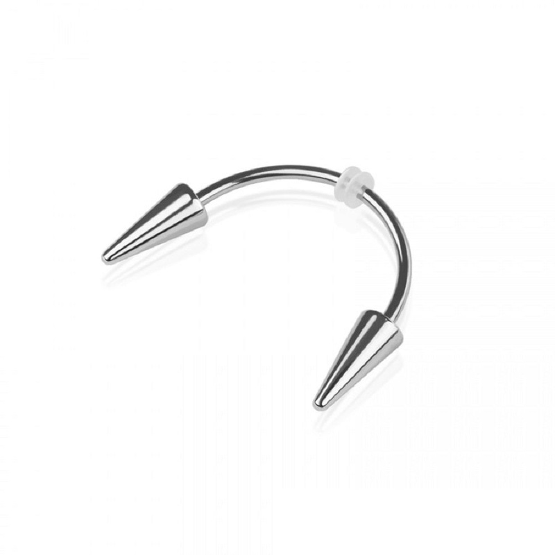 Spike Ends Smiley Piercing Curved Barbell – 316L Stainless Steel