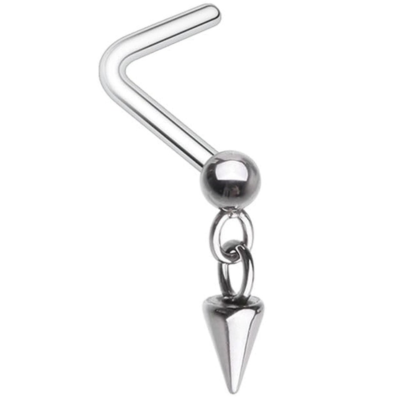 Ball and Chain Spike Dangle L-Bend Nose Stud – Stainless Steel