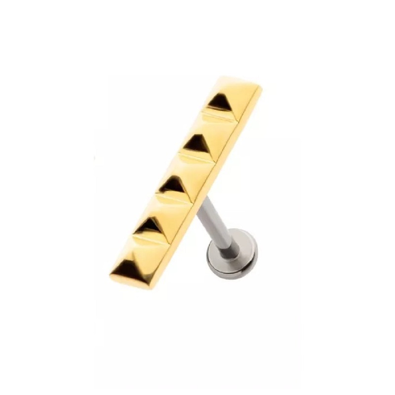 Internally Threaded 5 Pyramid Stud Top Flat Back Stud – 316L Stainless Steel Gold