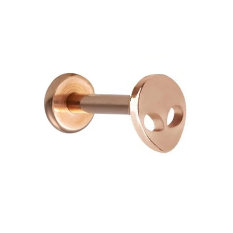 Internally Threaded Alien Head Top Flat Back Labret Stud – 316L Stainless Steel Gold 6mm (1/4″)