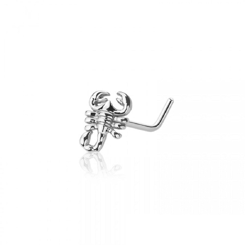 Scorpion Top L-Bend Nose Stud – Stainless Steel Gold